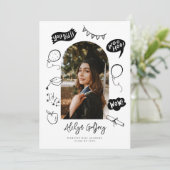 フォトドーモダンル卒業白卒業 案内状 (スタンド正面)