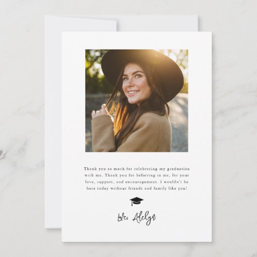 フォトドーモダンル卒業白卒業 案内状 (裏面)