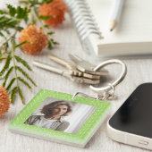 フォトナカスタマイズフローラレタリングモスグリーン キーホルダー (正面右)