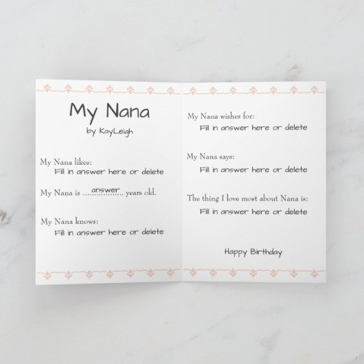 フォトナパーソナライズされたナ誕生日 カード (内部)