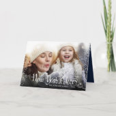 フォトニューイヤー応援スクリプト白い雪片ネイビー シーズンカード (正面)