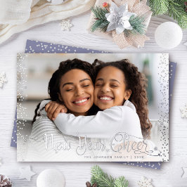 フォトニューイヤー応援スクリプト紙吹雪実在シルバー 箔シーズンカード