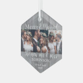 フォトニューメリーリュウズとグ結婚したレーフェイクウッド ガラスオーナメント (正面左)