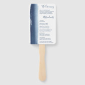 フォトネイビーモダンブルーエレガントな結婚式プログラム ハンドファン (裏面)