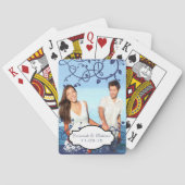 フォトネイビー渦巻形のつる植物結婚ズのギフトトランプ トランプ (裏面)