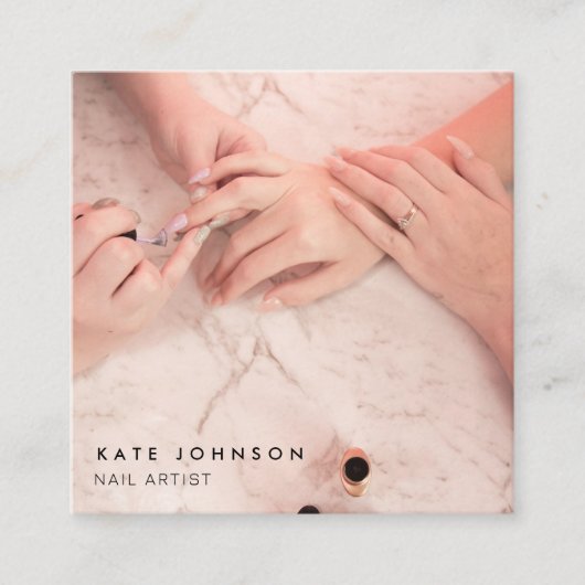 フォトネイルアーティストサロンQRコードソーシャルメディア スクエア名刺 (正面)