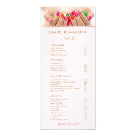 フォトネイルサロン価格一覧の追加メニュー ラックカード (正面)
