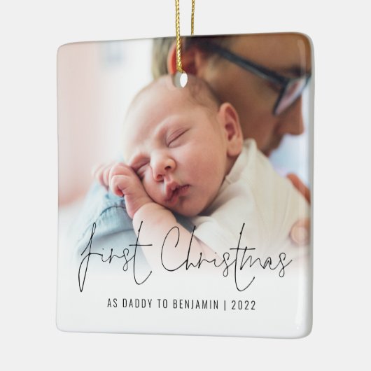 フォトネーム年の初めてのクリスマスをDaddyとして セラミックオーナメント (左)