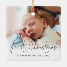 フォトネーム年の初めてのクリスマスをDaddyとして セラミックオーナメント