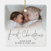 フォトネーム年初めてのクリスマス姉 セラミックオーナメント (裏面)