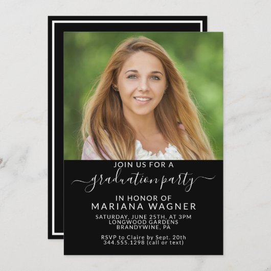 フォトハイスクール卒業パーティー 招待状 (正面/裏面)