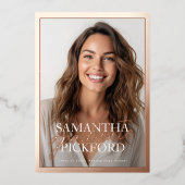 フォトハイスクール2025卒業パーティーバラ金ゴールド 箔招待状 (正面)