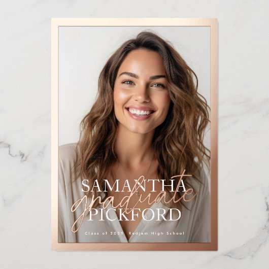 フォトハイスクール2025卒業パーティーバラ金ゴールド 箔招待状 (正面)