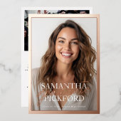 フォトハイスクール2025卒業パーティーバラ金ゴールド 箔招待状 (正面/裏面)