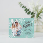 フォトハウス新しい家の冬の雪移動 案内ポストカード (スタンド正面)