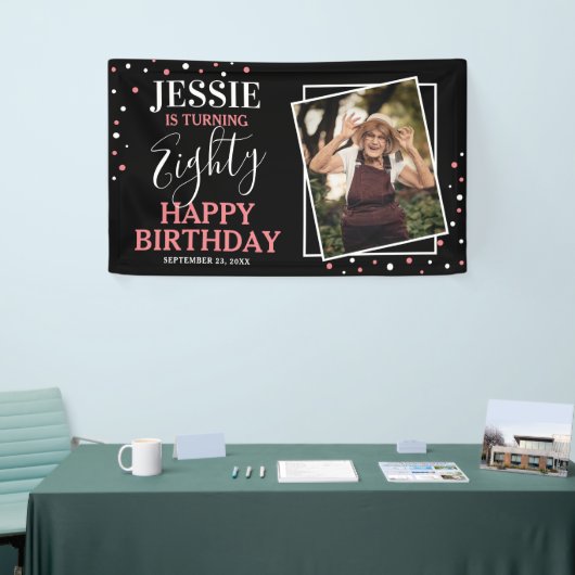 フォトハッパーソナライズされたピー80th誕生日バナー 横断幕 (トレードショー)