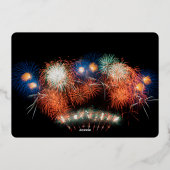 フォトハッピーニューイヤー2025年金ゴールド花火 箔シーズンカード (裏面)