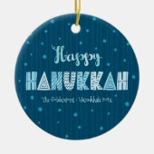 フォトハッピーハヌカーおもしろいタイポグラフィスター・オブ・デイビッド セラミックオーナメント (正面)