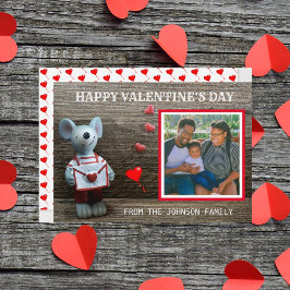 フォトハッピーバレンタインデー赤いハート素朴ウッド シーズンカード