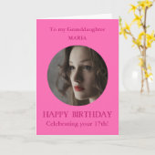 フォトハッピーバースデー孫娘17 PINK Any Age カード (黄色い花)