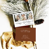 フォトハッピーホリデーズカードモダン、メリークリスマス 招待状