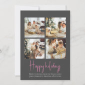 フォトハッピーホリデーズクリスマスグレーピンク シーズンカード (正面)