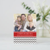 フォトハッピーホリデーズハガガキ赤グレーシェブロン シーズンポストカード (スタンド正面)