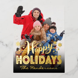 フォトハッピーホリデーズ金ゴールド 箔シーズンポストカード