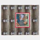 フォトハッピーヴァレンティネス素朴赤いハートウッドマウス フリースブランケット (正面(横))