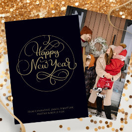 フォトハッピー新年のエレガンスパーソナライズされた シーズンカード