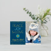 フォトハヌッカピースジョーラブスノーフレーク実在金ゴールド 箔シーズンポストカード (立ち正面)