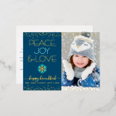 フォトハヌッカピースジョーラブスノーフレーク実在金ゴールド 箔シーズンポストカード (正面/裏面)