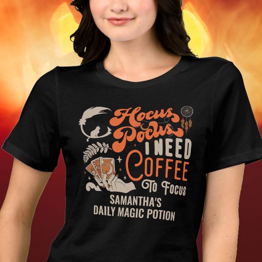 フォトハロウィーンに焦点を当てるHocus Pocusコーヒー トライブレンドTシャツ