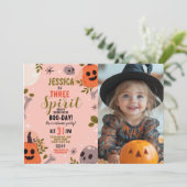 フォトハロウィーン誕生日スリーガールズパーティー幽霊 招待状 (スタンド正面)