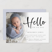 フォトハロモダンー新生児ボーイブルー誕生 案内状 (正面/裏面)