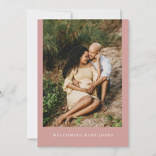 フォトハローベビーほこりっぽいピンク/バラボホベイビーシャワー 招待状 (裏面)