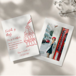 フォトハンドドローシャンパンタワーサーティ誕生日 招待状