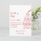 フォトハンドドローシャンパンタワーサーティ誕生日 招待状 (スタンド正面)