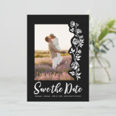 フォトハンドドローバラ白黒ロマンチックシンプル セーブザデート (スタンド正面)