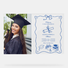 フォトハンドドロー図解入りの、写真付きのドブルー卒業パーティー アクリルサイン