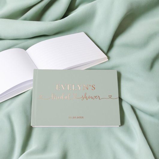 フォトハートスクリプトブライダルシャワーSage Green ゲストブック