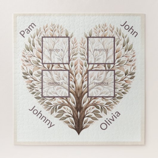 フォトハートパズル4枚の写真を追加 ジグソーパズル (縦)