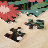 フォトハートフラワーピンクかわいらしの激動 ジグソーパズル (側面)