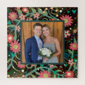 フォトハートフラワーピンクかわいらしの激動 ジグソーパズル (縦)