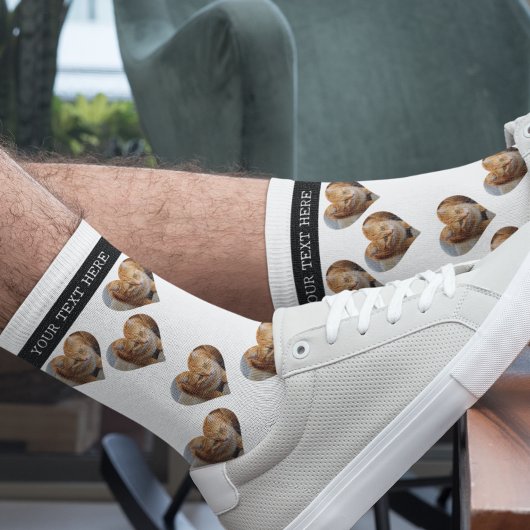 フォトハートペットキャットドッグファミリーパーソナライズされた ソックス