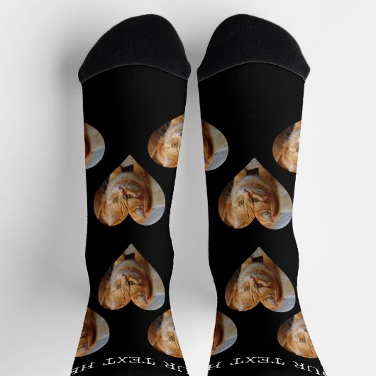 フォトハートペットキャットドッグファミリーパーソナライズされた ソックス (上部)