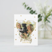 フォトハート金ゴールドグリッタースターズラブリークリスマス シーズンポストカード (スタンド正面)