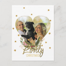 フォトハート金ゴールドグリッタースターズラブリークリスマス シーズンポストカード