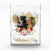 フォトハート金ゴールドバレンタインデーグリッターハート フォトブロック (正面)