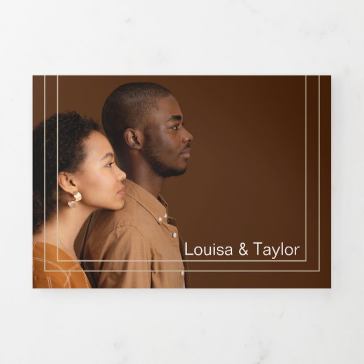 フォトバイリンガル結婚式招待状 – オールインワン 三つ折り招待状 (カバー)